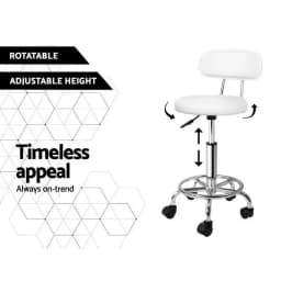 2 Pack Modern Salon Stool Swivel Chair with Backrest White Height Adjustable Rolling Stool for Beauty Spa Tattoo and Home Use