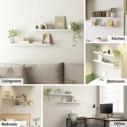 Floating Wall Shelf Set of 2 White 90cm Modern Minimalist Wood Wall Mounted Storage Shelves for Living Room Bedroom Bathroom Organizer