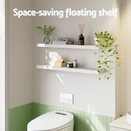 Floating Wall Shelf Set of 2 White 90cm Modern Minimalist Wood Wall Mounted Storage Shelves for Living Room Bedroom Bathroom Organizer