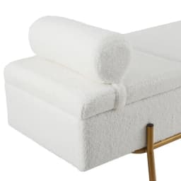 140cm Boucle Fabric Storage Ottoman Bed Frame with Pillow Headboard Modern Upholstered Lift Up Bedroom Bed
