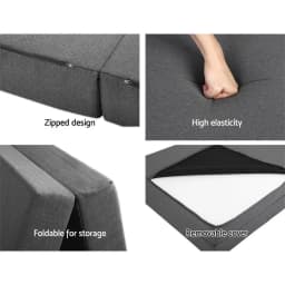 Foldable Foam Mattress Double Size Grey Portable Tri Fold Guest Bed Sleeping Pad for Home and Travel