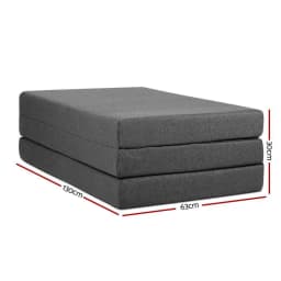 Foldable Foam Mattress Double Size Grey Portable Tri Fold Guest Bed Sleeping Pad for Home and Travel