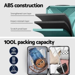 28 Inch ABS Hard Shell Travel Suitcase Set with TSA Lock and Organizer Case Atrovirens