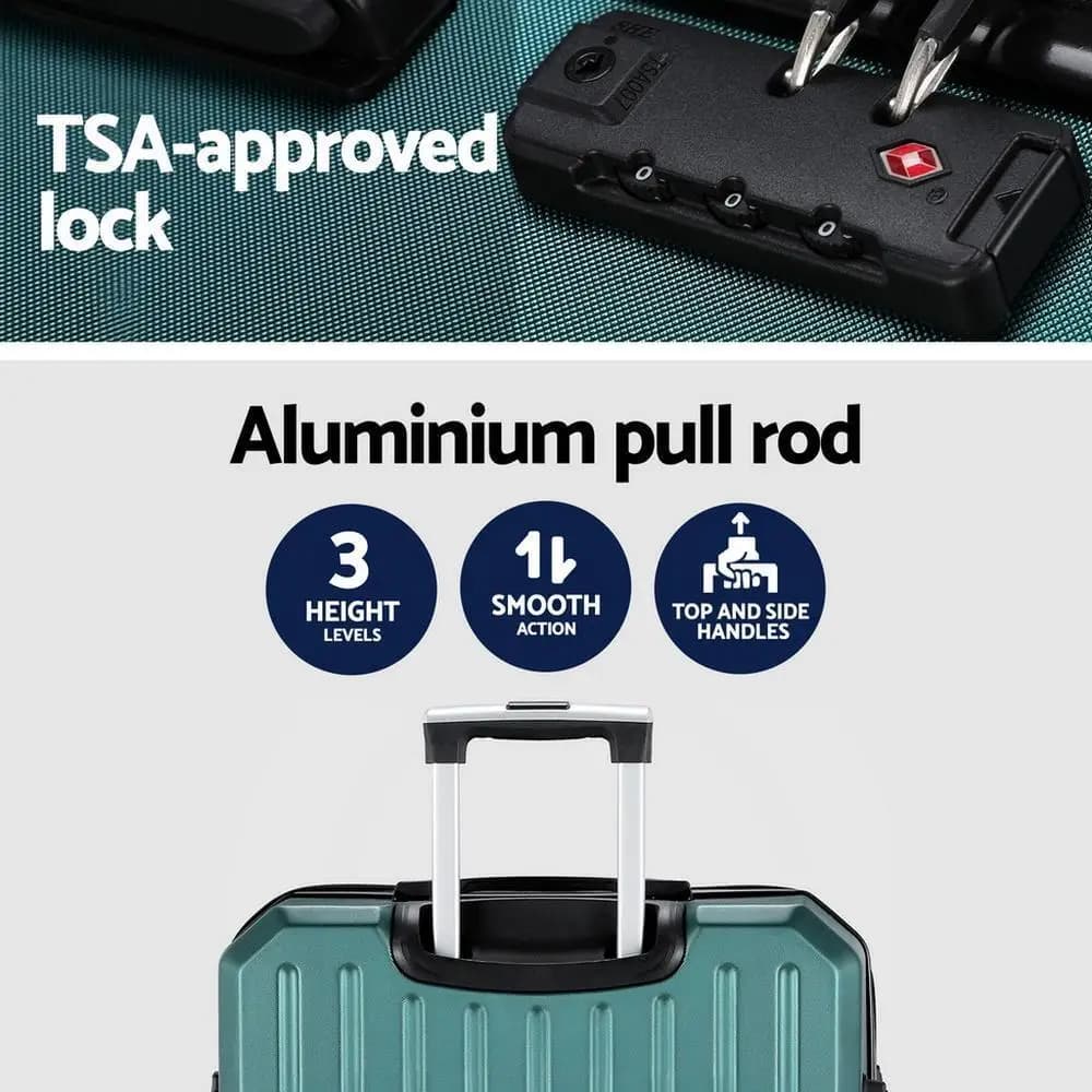 28 Inch ABS Hard Shell Travel Suitcase Set with TSA Lock and Organizer Case Atrovirens