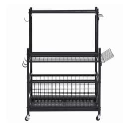 Garden Tool Organizer Rack 16 Slot Rolling Garage Storage Cart with Hooks