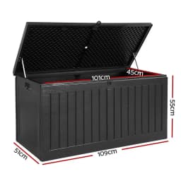 270L Lockable Outdoor Storage Box Garden Bench Tool Shed Black Container