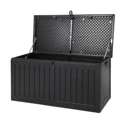 270L Lockable Outdoor Storage Box Garden Bench Tool Shed Black Container