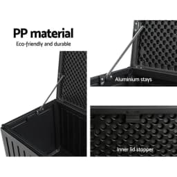 270L Lockable Outdoor Storage Box Garden Bench Tool Shed Black Container
