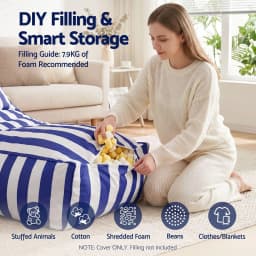 Outdoor Bean Bag Chair Cover Splash Proof Beanbag Lounge Cover Stuffed Animal Storage Cover for patio Poolside Relaxing Blue