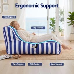 Outdoor Bean Bag Chair Cover Splash Proof Beanbag Lounge Cover Stuffed Animal Storage Cover for patio Poolside Relaxing Blue