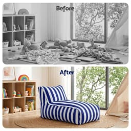 Outdoor Bean Bag Chair Cover Splash Proof Beanbag Lounge Cover Stuffed Animal Storage Cover for patio Poolside Relaxing Blue