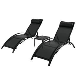3 Piece Steel Sun Lounge Outdoor Patio Furniture Set with Table and Chairs Garden Relaxing Lounger