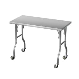 430 Stainless Steel Kitchen Workbench on Wheels 122X61CM Heavy Duty Food Prep Table with Lower Shelf