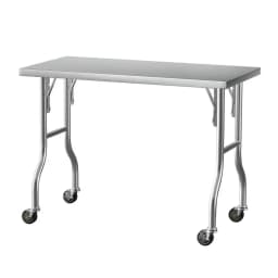 430 Stainless Steel Kitchen Workbench on Wheels 122X61CM Heavy Duty Food Prep Table with Lower Shelf