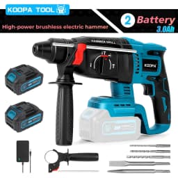 Koopa Tool Cordless Brushless Electric Hammer, Equipped with Various Scene Usage Accessories, Detachable 3.0AH Large-Capacity Battery, and a Rotating Auxiliary Handle