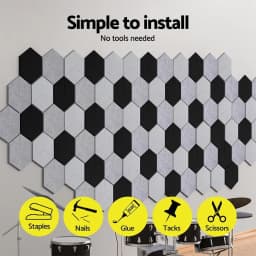 12pcs Acoustic Foam Panels 35x30x0.9cm Grey Soundproof Absorption Adhesive Wall Tiles