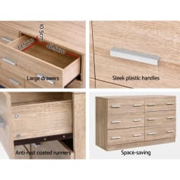 6 Drawer Pine Chest Storage Cabinet Bedroom Dresser Tall Wooden Organizer Furniture