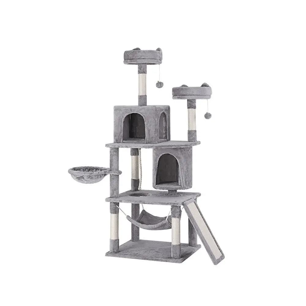 161cm Grey Cat Tree Tower Condo Scratching Post Multi Level Sisal Scratcher House for Indoor Cats