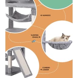 161cm Grey Cat Tree Tower Condo Scratching Post Multi Level Sisal Scratcher House for Indoor Cats