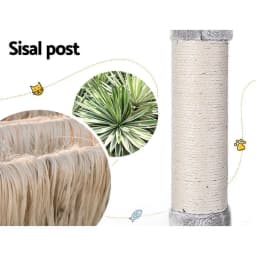 161cm Grey Cat Tree Tower Condo Scratching Post Multi Level Sisal Scratcher House for Indoor Cats
