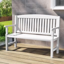 Outdoor Wooden Garden Bench 2 Seater Patio Lounge Chair White Outdoor Furniture