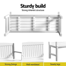 Outdoor Wooden Garden Bench 2 Seater Patio Lounge Chair White Outdoor Furniture