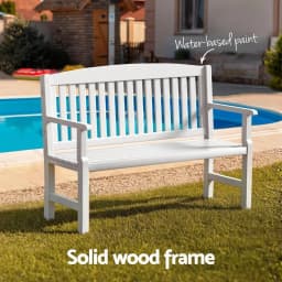 Outdoor Wooden Garden Bench 2 Seater Patio Lounge Chair White Outdoor Furniture