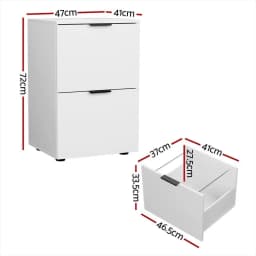 White 2 Drawer Filing Cabinet Office Storage Shelves File Organiser Metal Cabinet for Office Home Documents