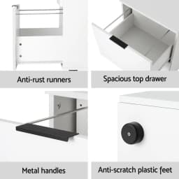 White 2 Drawer Filing Cabinet Office Storage Shelves File Organiser Metal Cabinet for Office Home Documents