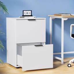 White 2 Drawer Filing Cabinet Office Storage Shelves File Organiser Metal Cabinet for Office Home Documents