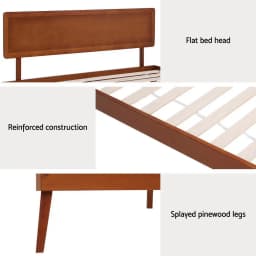 Single Size Wooden Bed Frame Walnut Finish Minimalist Bed Base for Home Bedroom Furniture