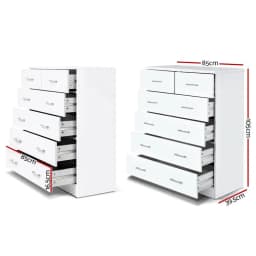 6 Drawer White Chest Wooden Storage Cabinet Modern Bedroom Dresser Tall Organizer for Home Furniture