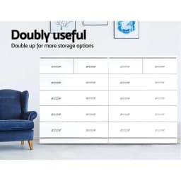 6 Drawer White Chest Wooden Storage Cabinet Modern Bedroom Dresser Tall Organizer for Home Furniture