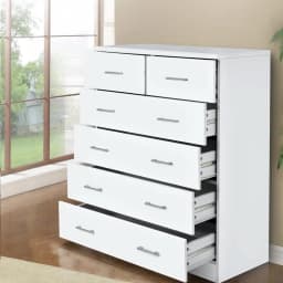 6 Drawer White Chest Wooden Storage Cabinet Modern Bedroom Dresser Tall Organizer for Home Furniture