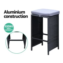7 Piece Outdoor Patio Bar Set Wicker Dining Table and Stools Garden Furniture Set