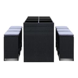 7 Piece Outdoor Patio Bar Set Wicker Dining Table and Stools Garden Furniture Set