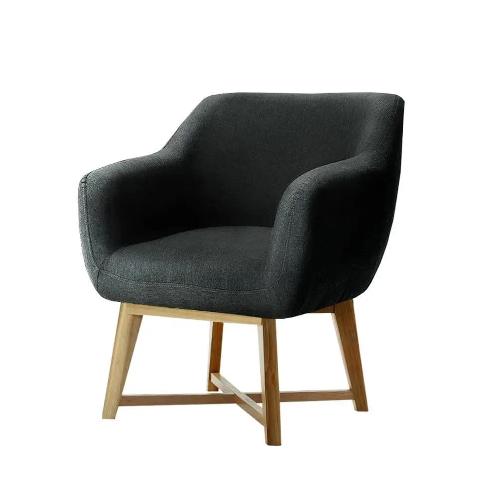 Armchair Tub Chair Charcoal Upholstered Accent Lounge Chair Modern Living Room Single Sofa Seat Comfortable Compact Home Furniture