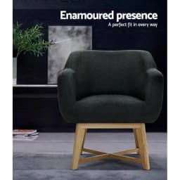 Armchair Tub Chair Charcoal Upholstered Accent Lounge Chair Modern Living Room Single Sofa Seat Comfortable Compact Home Furniture
