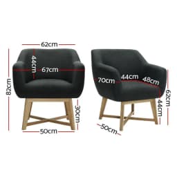 Armchair Tub Chair Charcoal Upholstered Accent Lounge Chair Modern Living Room Single Sofa Seat Comfortable Compact Home Furniture