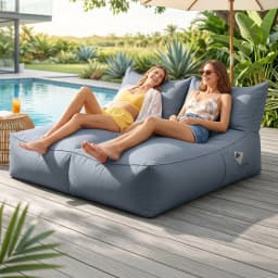Outdoor Bean Bag Chair Cover No Filler 2 Seater Splash Proof Large Lounge Sofa Cover for Adults for patio Poolside Indoor Grey
