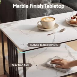 100cm Faux Marble Coffee Table 2 Tier Center Table White Black Storage Living Room Modern Minimalist Furniture