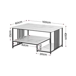 100cm Faux Marble Coffee Table 2 Tier Center Table White Black Storage Living Room Modern Minimalist Furniture