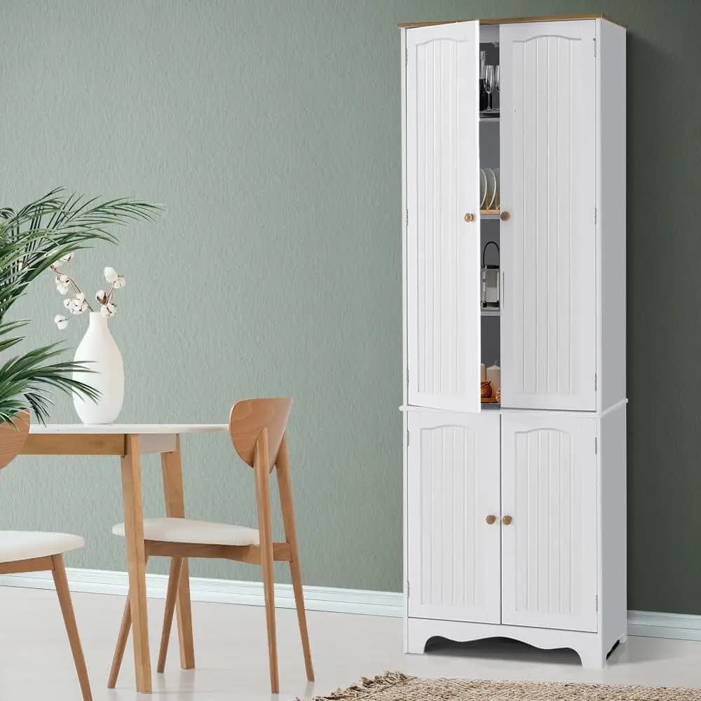 Modern White 4 Door Buffet Sideboard Storage Cabinet for Dining Room Living Room Home Furniture