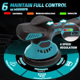 Cordless Car Polisher 6 Speed Dual Action Electric Buffer Waxing Sanding Machine Power Tool For Makita 18V Battery 2 Batteries