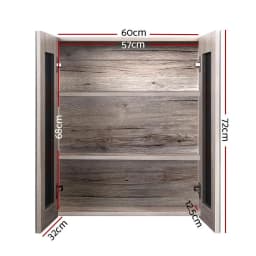 Bathroom Mirror Cabinet 600x720mm Oak Wall Mounted Bathroom Storage Cabinet with Mirror Door Modern Vanity Organizer