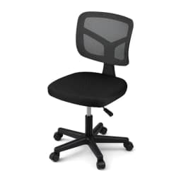 Ergonomic Armless Office Chair with Wheels 360 Degree Swivel Height Adjustable Fabric Computer Task Chair for small Space Black