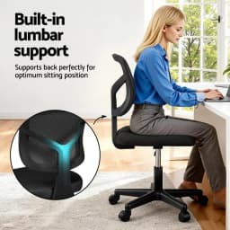 Ergonomic Armless Office Chair with Wheels 360 Degree Swivel Height Adjustable Fabric Computer Task Chair for small Space Black