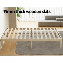 Queen Size Wooden Bed Frame Pine Timber Platform Mattress Base Bruno Style