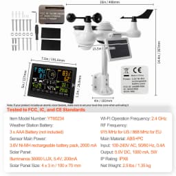 SucceBuy Weather Station Color Display for Temperature Humidity Wind Speed/Direction Rain UV with Forecast Data Alarm Alerts