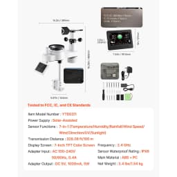 SucceBuy Weather Station Color Display for Temperature Humidity Wind Speed/Direction Rain UV with Forecast Data Alarm Alerts